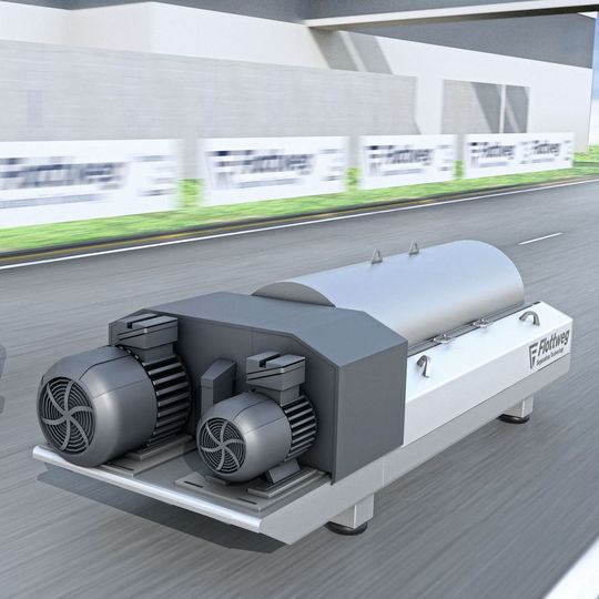 Der Dekanter von Flottweg ist eine Vollmantelschneckenzentrifuge zum Klären von Flüssigkeiten.(Bild:  Flottweg SE)