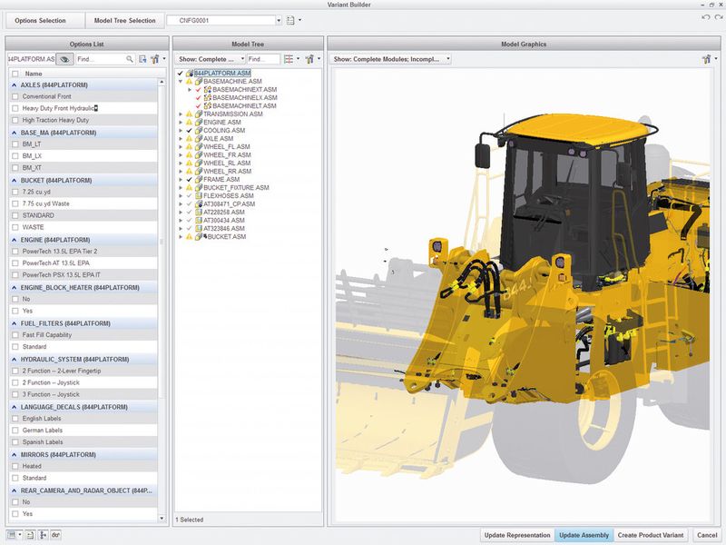 Können mit Creo Options Modeler zusammengeführt werden: Produktvarianten, Teilestrukturen und 3D-Modelle. (Bild: PTC)
