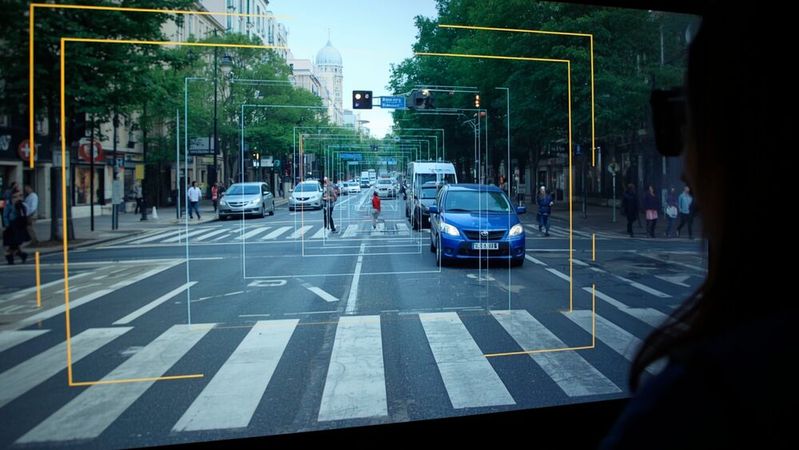 Computer Vision ist auch aus dem modernen Straßenverkehr nicht mehr wegzudenken und gilt dort als eine der Schlüsseltechnologien für die Zukunft der Mobilität.  (Bild:  Canva / KI-generiert)