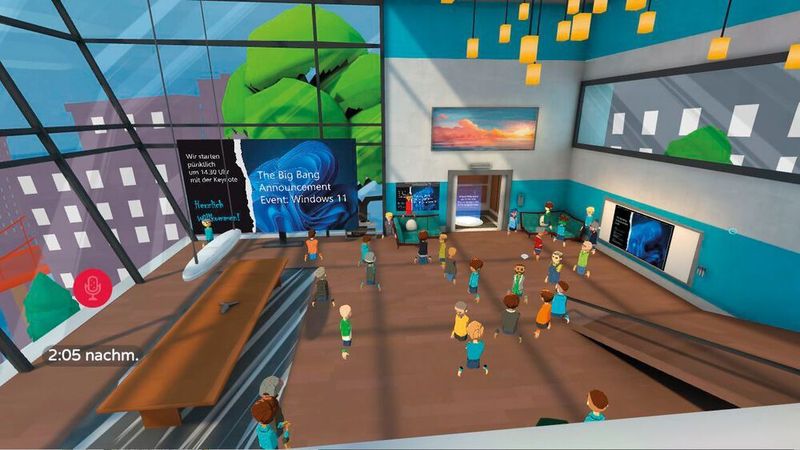 Der virtuelle Raum füllt sich langsam für den Windows-11-Vortrag. (Stefan Riedl)