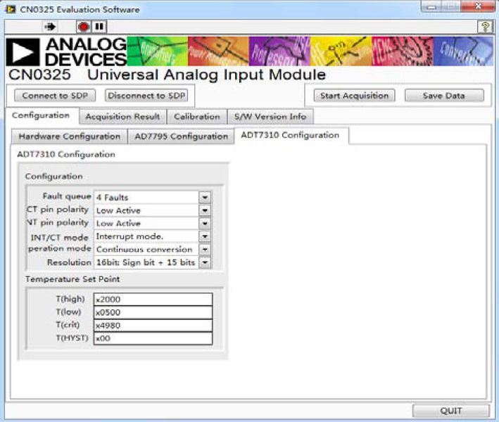 Bild 18: Konfigurationsseite ADT7310 (Bild: Analog Devices)