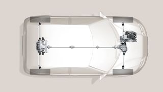 Allradfahrzeuge mit Front-Quer-Antrieb wie dem neuen 9-Gang-Automatgetriebe (9HP) von ZF eignen sich hervorragend für ein abkoppelbares Allradsystem: Im 2WD-Frontbetrieb kommt der gesamte Allradantriebsstrang zum Stillstand – vom Winkeltrieb, über die Kardanwelle bis hin zum Hinterachsgetriebe.  (Bild: ZF)