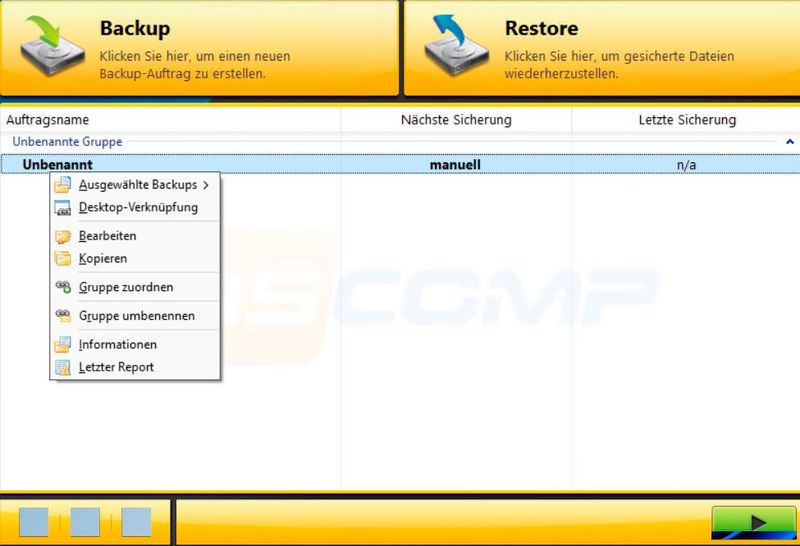 Verwalten der Backups und der Wiederherstellung von Backup Maker. (Bild: Joos (Screenshot))