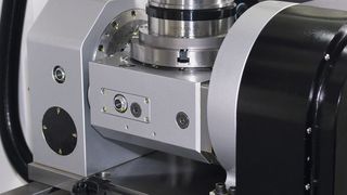 A Detron five-axis rotary table mounted on a machine bed: The Detron series is ideal for heavy five-axis, cutting operations. (YMT_Alan Hobday Photography)