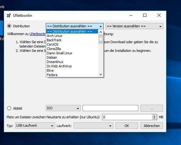 Mit UNetbootin können schnell und einfach Linux-Distributionen und Rettungs-CDs auf USB-Sticks kopiert werden. (Th. Joos)