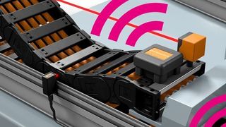 B4
Beim Isense EC.RC messen und überprüfen verschiedene Sensoren durchgehend den betriebsgemäßen Lauf der Energiekette. Ein einziges Kommunikationsmodul kann gleichzeitig viele E-Ketten und Leitungen überwachen.  (Igus)