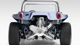 Ein Buggy-Hintern, wie ihn wohl bislang kaum jemand gesehen haben dürfte: Mit dem offenen Sternmotor im Heck sorgt die Tarmac Touring Edition für große Augen.  (Bild: Meyers Manx)