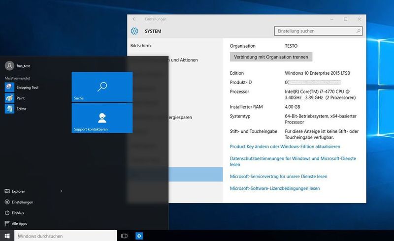 Abbildung 4: Aufgeräumtes Betriebssystem für den Profi: Mit der LTSB-Version (Long Term Servicing Versionen) steht Windows 10 nicht nur garantiert für fünf Jahre mit allen Sicherheits- aber ohne Feature-Updates bereit, sondern die Administratoren erhalten auch ein sehr „leanes“ System. (Bild: Schlede/Bär)