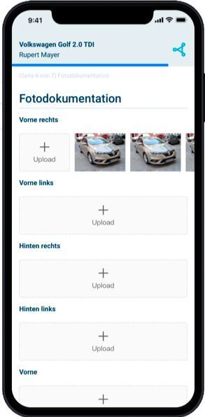 Über die App können direkt Fahrzeugbilder aufgenommen werden. Das spart einen separaten Arbeitsschritt ein. (Abracar)