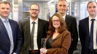 Das Bild zeigt (v.l.n.r.): Andreas Ziegler, Mathias Lischer, Joanne Bradbury, Martin Zarges, Michael McIntyre. (Schurter)