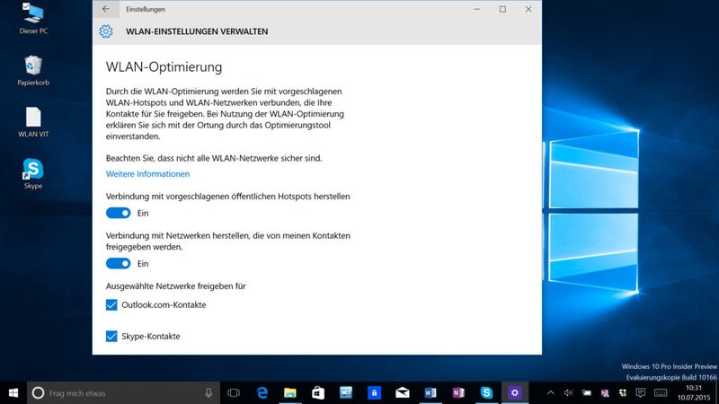 Windows 10 kann WLAN-Passwörter verschlüsselt an andere Windows-10-Rechner weiterreichen. (Bild: VIT)
