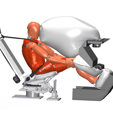 An airbag system from ZF is designed to protect passengers in cars even when they are involved in an accident while in comfortable seating positions. (Source: ZF Friedrichshafen)