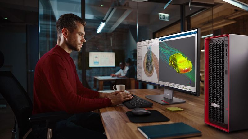 Die Lenovo ThinkStation P5 Gen 2 ist mit einem Intel Xeon 600 für Workstations ausgestattet und kann mit bis zu zwei Nvidia RTX Pro 6000 Blackwell Max-Q Workstation Edition als Grafikkarten bestückt werden.(Bild:  Lenovo)