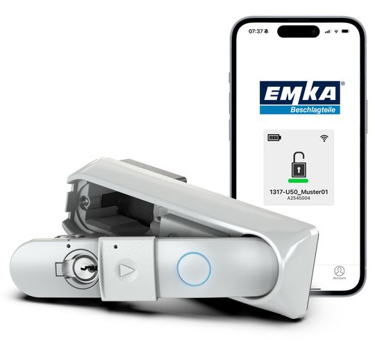  Per App „Smart Access Key“ wird der Outdoor-Schwenkgriff von Emka über Bluetooth geöffnet und für energieautarke Gehäuse im Außenbereich eingesetzt.(Bild:  Emka)