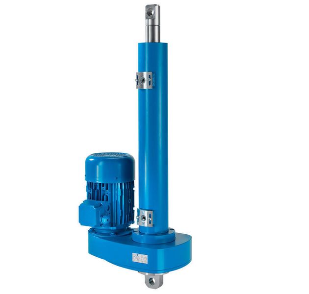 Bremsen mit Linearantrieben: Für Wartungsarbeiten müssen die Rotorblätter absolut still stehen. Der Linearantrieb der Baureihe CLA von Pfaff-silberblau erzeugt die Anpresskraft und hält in eingebremstem Zustand die aufgebrachte Bremskraft. Bild: Pfaff-silberblau (Archiv: Vogel Business Media)