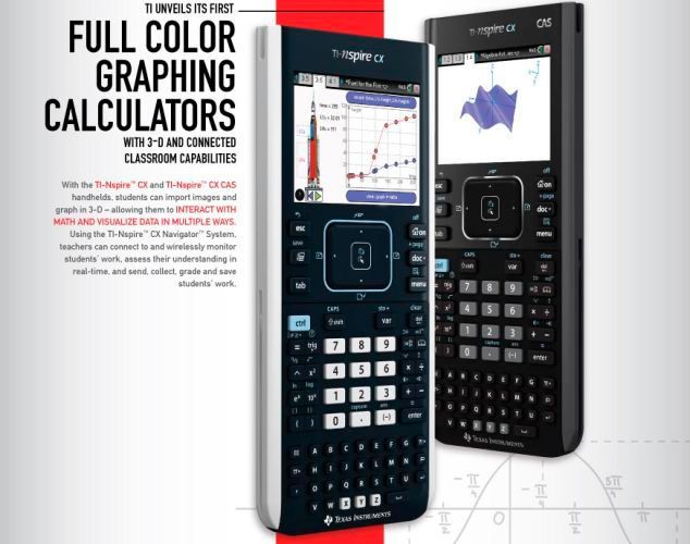Taschenrechner-Timeline: Die im Smartphone-Zeitalter ab 2011 herausgegebenen Taschenrechner-Modelle TI-Nspire CX unx Nspire CX CAS können Graphen auch farbig und in 3-D-Modellen darstellen. (Bild: Texas Instruments)