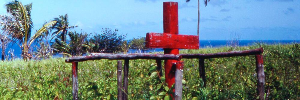 Zeremonielles Kreuz des „John Frum Cargo Cult“, auf der Insel Tanna im heutigen Vanuatu.