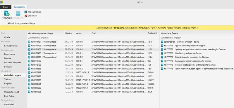 Tipp 2: Mit dem kostenlosen Tool NTLite lassen sich Installationsmedien von Windows 10 anpassen und Patches integrieren. Dazu werden die Installationsdateien in NTLite integriert. (Bild: Th. Joos)