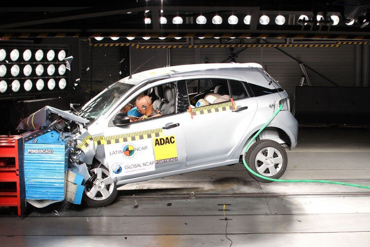 Der Chevrolet Agile wird auch ohne Airbag angeboten. Das sollten sich Kunden allerdings nach diesem Crashergebnis überlegen. (Foto: NCAP Latin)