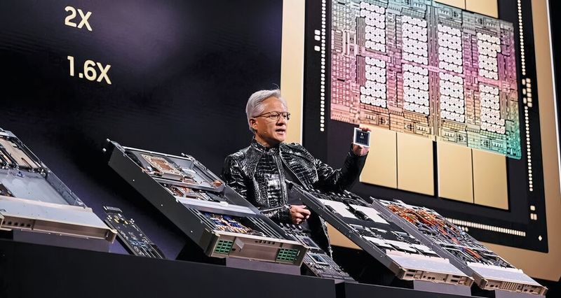 „Nvidia Rubin“: CEO Jensen Huang stellt auf seiner Keynote zur CES 2026 die KI-GPU der nächsten Generation vor. Sie wird in den Nvidia-eigenen KI-Servern eingesetzt und auch in Systemen von OEM-Partnern.  (Bild: Nvidia)