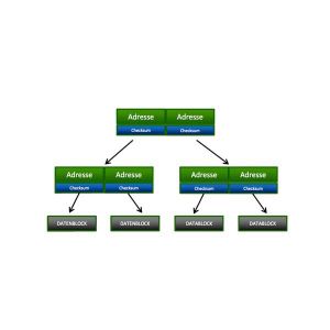 Mit dem Merkle-Baum sicherer: Prüfsummen werden in ZFS in verschiedenen Ebenen gespeichert – unabhängig vom Datenblock.