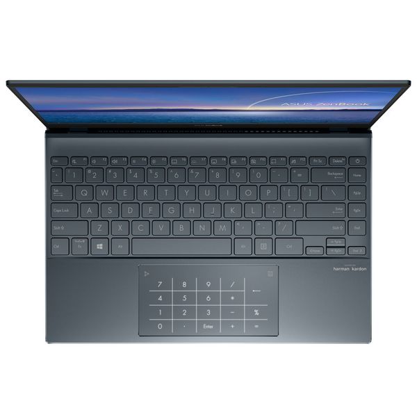 Das Touchpad der Zenbooks kann in einen Ziffernblockmodus geschaltet werden; die Beschriftung des Feldes ist nur in diesem Modus zu sehen. (Asus)