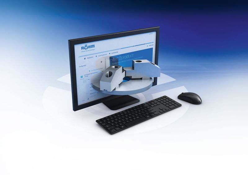 Gezeigt wurde ebenfalls der Produktkonfigurator web2product, mit dem Röhm die Fertigung individueller, kundenspezifischer Spannbacken innerhalb von fünf Arbeitstagen garantiert. (Bild: Röhm)