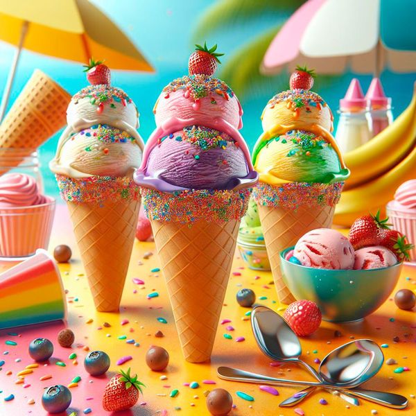 Eis und Desserts: 3 Warnmeldungen Mit nur 3 Warnungen gehört diese Kategorie zu den weniger auffälligen Bereichen. Die Zahlen sind im Vergleich zu 2022 (8 Warnungen) gesunken. (Bild: Copilot / KI-generiert)