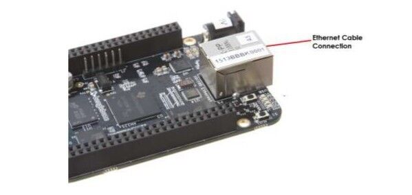 Beaglebone Black: Ethernet-Buchse 10/100 MBit (Bild: TI / beagleboard.org)