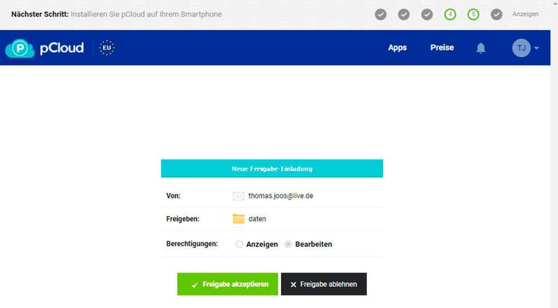 Auf freigegebene Daten zugreifen. (Joos)