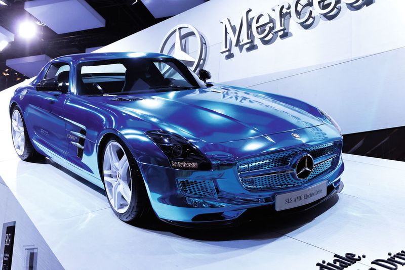 Der Mercedes-Benz SLS AMG Coupé Electric Drive: Mit einer Gesamtleistung von 552 kW und einem maximalen Drehmoment von 1000 Nm. (Bild: Daimler)
