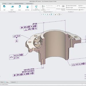 Zur Unterstützung von Model Based Definition wurde Creo 4.0 erweitert und verfeinert. Damit könnten 2D-Zeichnungen in einigen Bereichen schon abgelöst werden, was zu einer durchgängigeren Nutzung der Produktdaten führt.(Bild:  PTC)