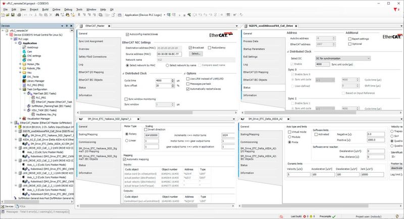 In the Codesys Development System, Ethercat-connected devices can be supplied with customized code, among other things. (Image:Codesys)