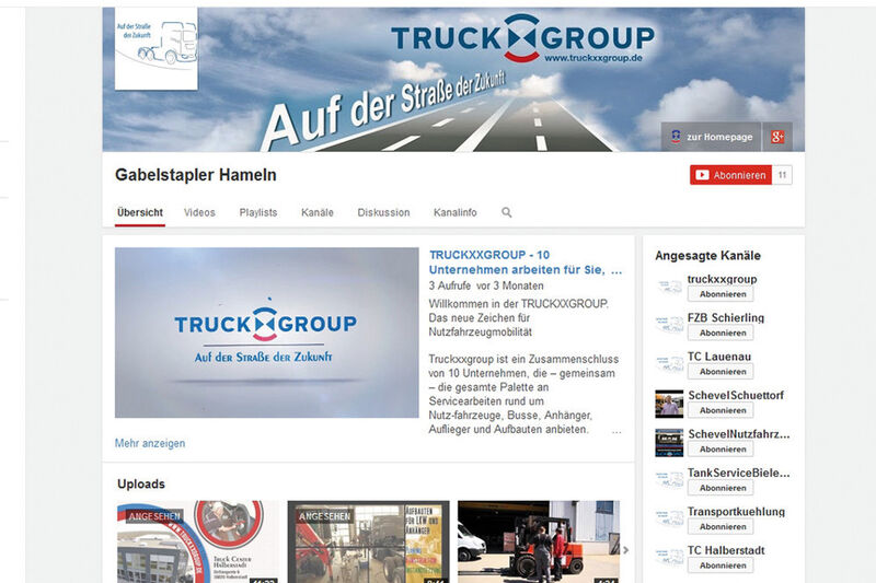 Im hauseigenen Youtube-Kanal bündelt das Unternehmen seine Imagefilme. (Truckxxgroup)