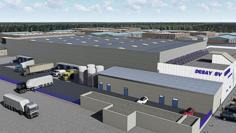 Rendering der intelligenten Fabrik von Desay SV in Spanien. (Bild: Desay SV)