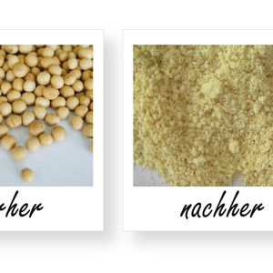 Abb. 2: In einer Ultra-Zentrifugalmühle lassen sich ölhaltige Sojabohnen mithilfe eines Distanzsiebes problemlos zerkleinern