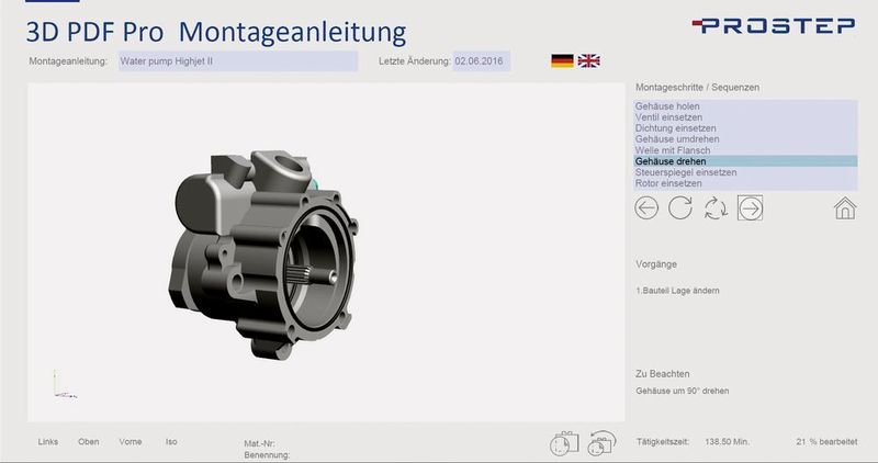 Version 8.0 ermöglicht jetzt den Export von 3D-Daten nach HTML5 sowie die automatische Generierung von Stücklisten mit 2D-Ansichten von 3D-Komponenten.  (Prostep)