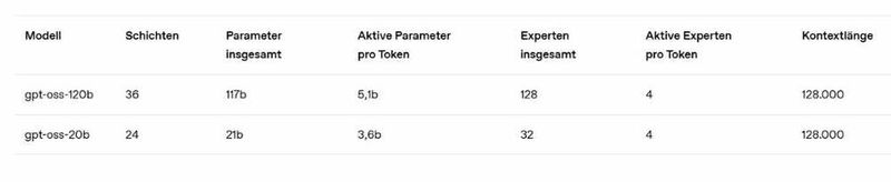 GPT-OSS-120b und GPT-OSS-20b arbeiten mit unterschiedlich aktivierten Tokens.  (Bild: T. Joos)