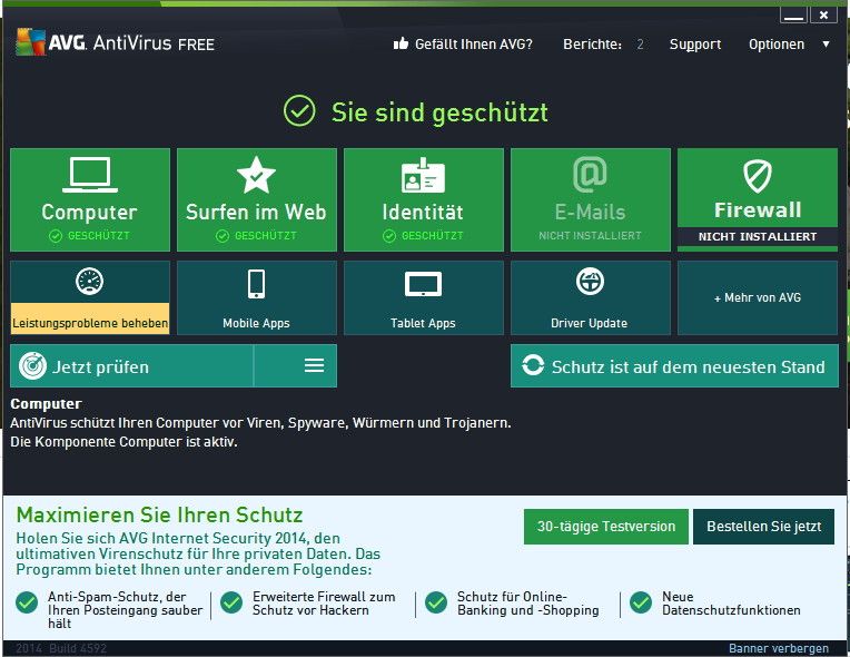 Der kostenlose Virenscanner AVG Antivirus Free hebt das Sicherheitsniveau gegenüber dem Microsoft Defender deutlich, Alternativen gibt es von Avast und Avira.