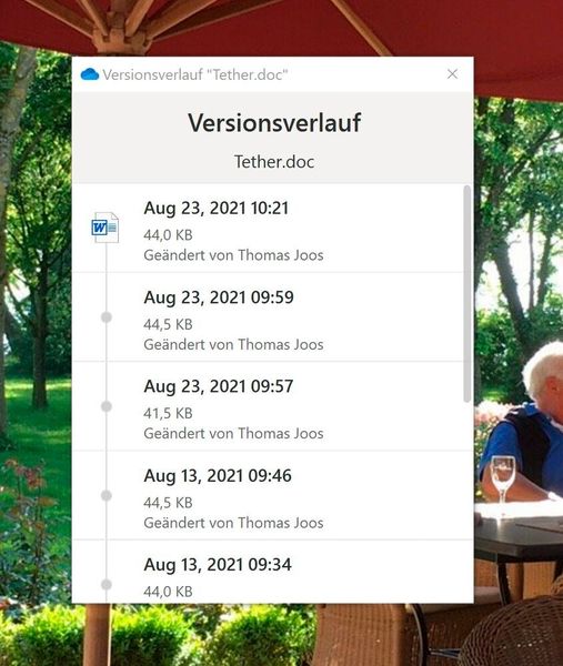 Versionen von Dokumenten in SharePoint anzeigen. (Joos/Microsoft (Screenshot))