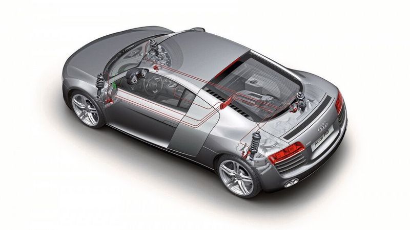 Gesteuert wird das Magnetic Ride von einem Steuergerät, das auch Fahrparameter wie das Eintauchen des Vorderwagens beim Bremsen beeinflusst bzw. diesem entgegenwirkt. (Bild: Audi)