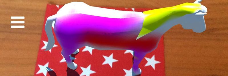 Schön bunt: Animierte 3D-Kuh aus dem 3DPaintAR-Malbuch(Bild:  highlewelt)