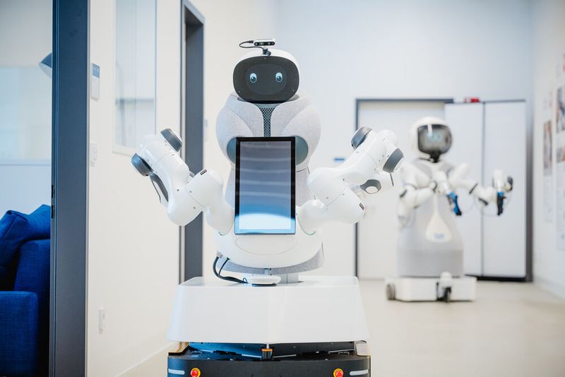 Der neue Assistenzroboter soll künftig im Vordergrund der Forschungen in Garmisch stehen. Im Hintergrund: Garmi der ersten Generation.     (Bild: Max Merget)