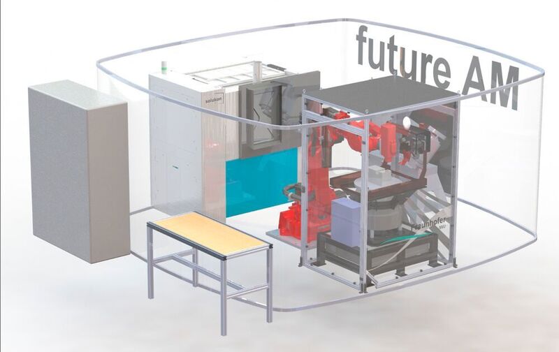 Das Konzept der Fertigungszelle zur autonomen Nachbearbeitung additiv gefertigter Bauteile. (Fraunhofer IWU, Chemnitz)