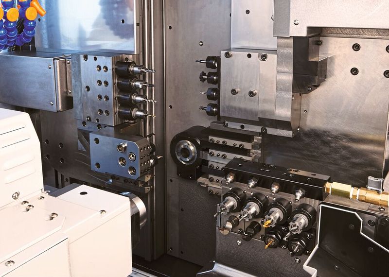 Innenansicht des Langdrehautomaten Nexturn SA-XIII-Serie für die anspruchsvolle Bearbeitung. Er ermöglicht simultanes Schruppen und Schlichten in einem Durchgang. (Bild: Damagtech)