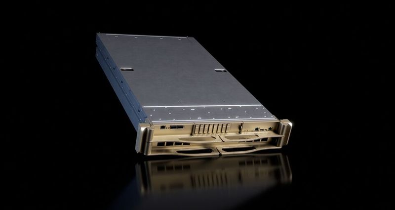 Für die meisten Kunden des IT-Channels ist NVL72 eine Nummer zu groß. Mit DGX Rubin NVL8 gibt es eine kleinere Lösung mit acht Rubin-GPUs. Die beiden CPUs der flüssigkeitsgekühlten Systeme stammen von Intel.    (Bild: Nvidia)