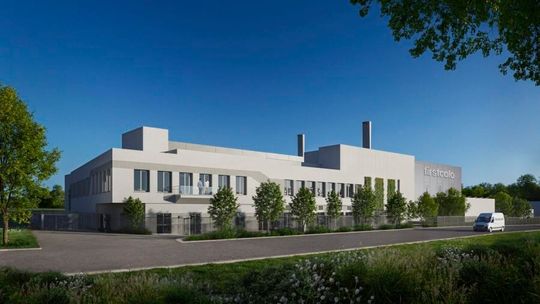 Visualisierung des Firstcolo-Rechenzentrums in Rosbach. Es ist das dritte Firstcolo-Rechenzentrum – die ersten beiden befinden sich in Frankfurt am Main.(Bild:  Firstcolo)