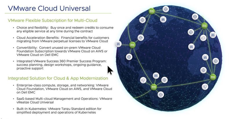 Abbildung 1: Die Universal-Subskription soll den Migrationspfad von der VCF in die VMware Cloud erleichtern und umfasst zusätzliche Software. (Bild: © VMware /Matzer)