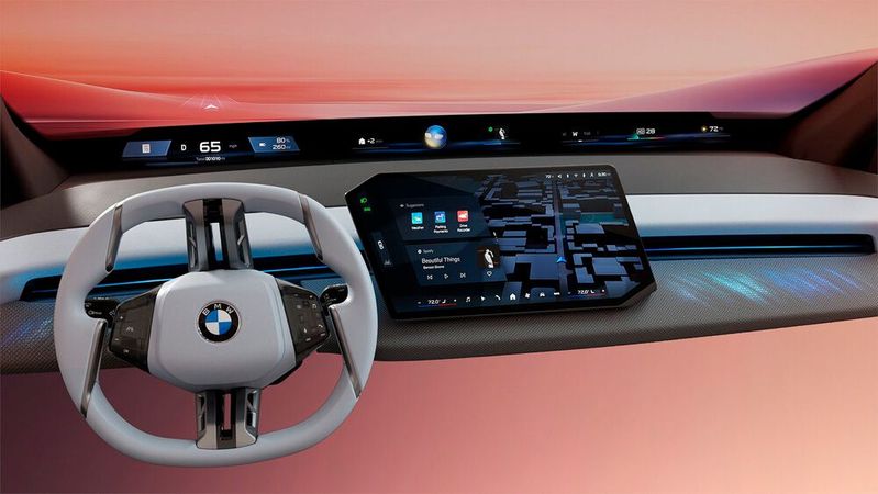 Das neue Anzeige- und Bediensystem Panoramic iDrive soll in allen neuen BMW-Modellen ab Ende 2025 Anwendung finden.(Bild:  BMW)