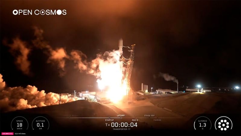 Start der SpaceX-Mission Transporter-17 im Juli 2026 in Vandenberg: Open Cosmos brachte dabei zwei Erdbeobachtungssatelliten für die Balearen und Griechenland ins All. Daten solcher Satelliten soll künftig ConnectedCosmos transportieren.(Bild:  Open Cosmos)